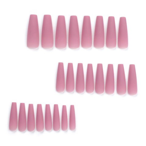 Press On Nails Extra Lang Ballerina Coffin Mat Oudroze Plastic Volledige Dekking Eenvoudige Chique DIY Manicure