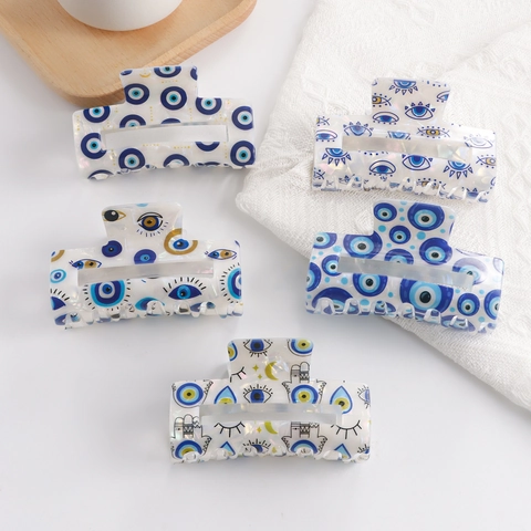 Hair Claw Clips Evil Eye Muster Acetat Große Haarklammer Bohemian Stil Haarschmuck Für Frauen Irisierend