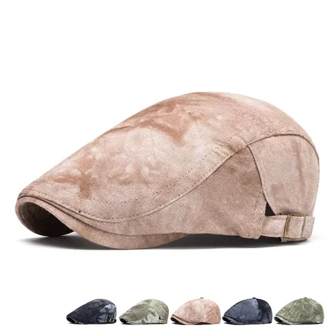 Gorra De Vendedor De Periódicos Hombre Retro Británico Gorra Plana Algodón Ajustable Exterior Protección Solar