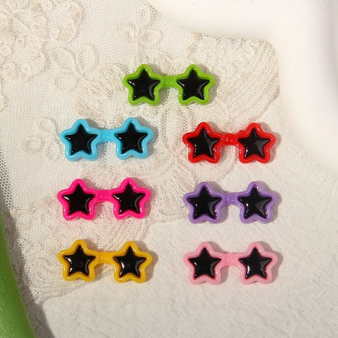 Harz Sternförmige Mini Sonnenbrille Bunte Miniatur Puppe Brille Zubehör Für Plüschtiere DIY Handwerk Ornamente