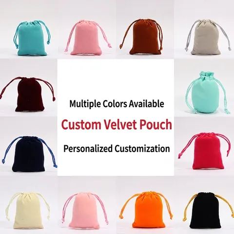 Velvet Drawstring Jewelry Pouch Small Gift Packaging Bag Soft Fabric For Earrings Necklaces Accessories Storage