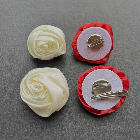 Broche Camélia Rose En Satin Fait Main Pince À Cheveux Double Usage Fleur En Tissu 3D Corsage Accessoire Vêtement Femme