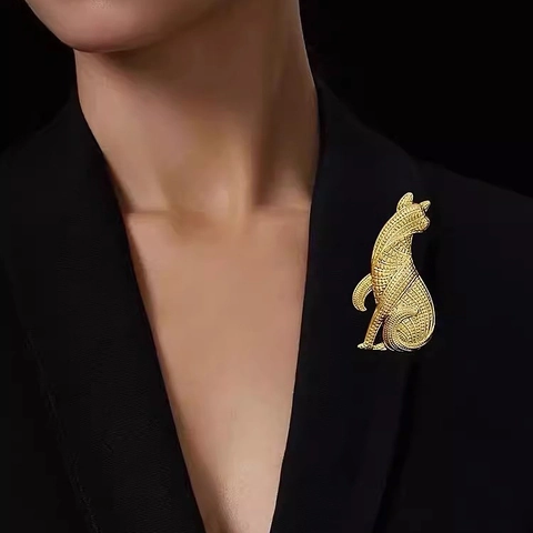 Legierung Leoparden Brosche Vintage Retro Gold Silber Metall Tier Pin Anzug Accessoire Für Damen
