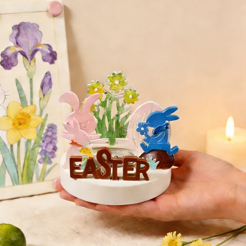 Moule En Silicone Lapin Oeufs De Pâques 3D DIY Résine Décoration Support Artisanat