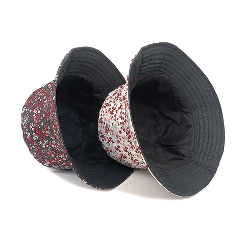 Chapeau Bob Imprimé Fleuri Polyester Protection Solaire Extérieur Rétro Réversible Décontracté Femmes