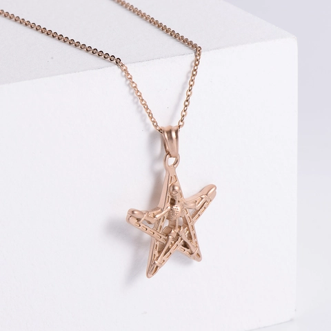 Collana Con Ciondolo Teschio Pentagramma In Acciaio Inossidabile 304 Oro Rosa Gioielli Gothic Punk Hip Hop Per Donne Uomini