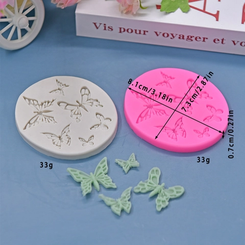 Molde De Silicona Con Forma De Mariposa Para Decoración De Pasteles Fondant Chocolate Mousse Herramienta De Cocina Redonda