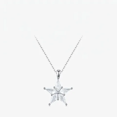 Stern Anhänger Halskette 925 Sterlingsilber Mit Funkelndem Zirkonia Elegante Minimalistische Schmuck Für Damen
