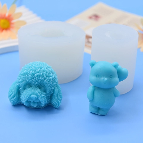 3D Teddy Hond En Hart Beer Siliconen Vorm DIY Aromatherapie Kaars Zeep Ambachtelijke Tool Hars Gips Maken Accessoire