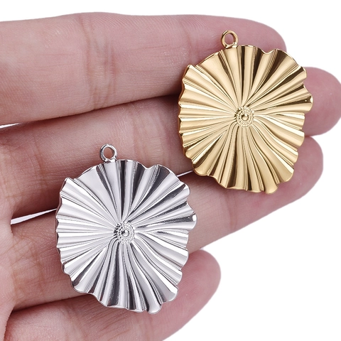 Irregular Flower Pendant 304 Stainless Steel Textured Lotus Leaf Charms For DIY Necklace Bracelet Making Gold Plated