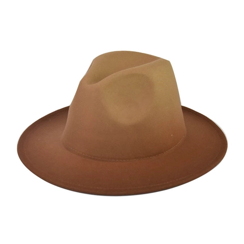 Gradient Fedora Hat Wide Brim Cotton Polyester Felt Vintage Jazz Style Winter Autumn Unisex