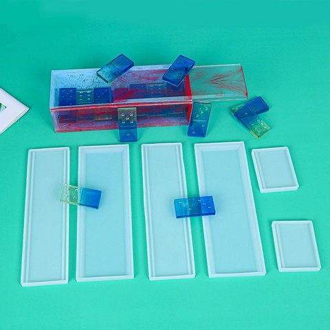 DIY Domino Silikonformen Und Aufbewahrungsbox Form Für Harzguss Epoxidkunst Bastelspiel Flexibel Transparent