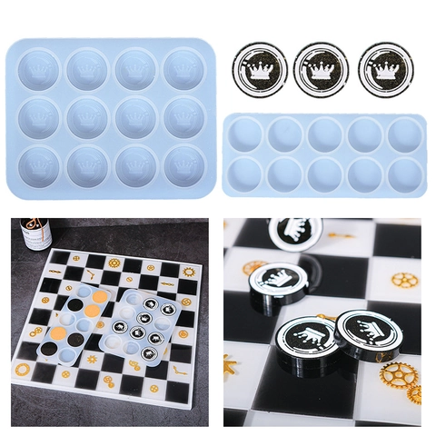 Chessboard Chessmen Silicone Molds Crown Pattern For Epoxy Resin Casting DIY Handmade Board Game Crafts