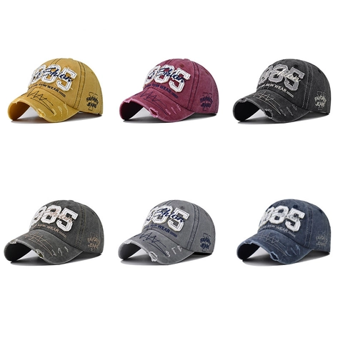 Berretto Da Baseball In Cotone Lavato Distressed 1985 Ricamo Vintage Retro Streetwear Esterno Regolabile Unisex Cappello Sole