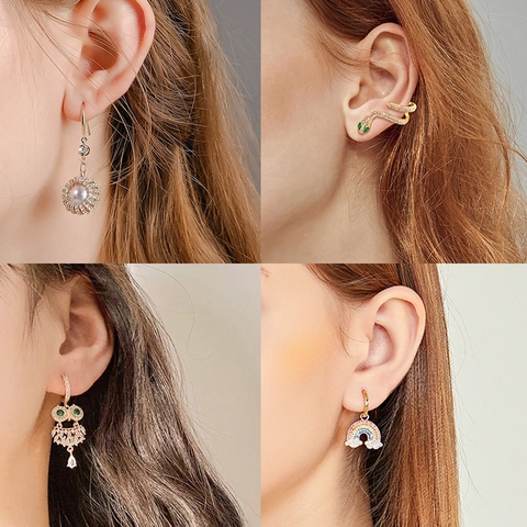 Elegante Modeohrstecker Mit 925er Sterlingsilber-Ohrstecker Künstliche Perle Zirkon Schleife Schmetterling Herz Design Für Damen