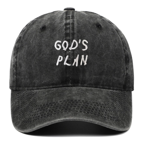 Baseball Cap Washed Cotton Gods Plan Embroidery Vintage Distressed Sun Hat Adjustable Casual Streetwear For Men Women