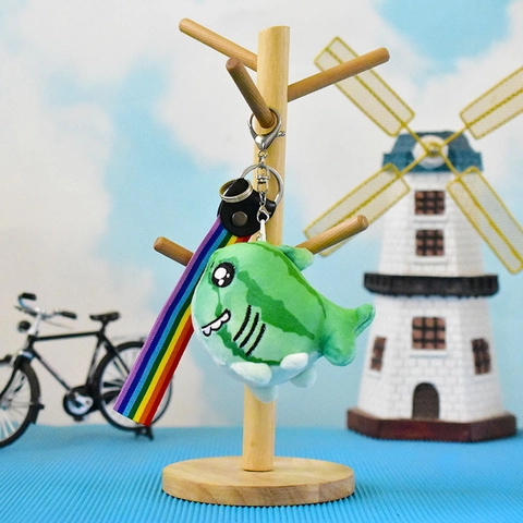 Funny Shark Plush Toy Keychain Cute Bee Shark Watermelon Shark Doll Pendant For Bag Decoration Gift Accessories