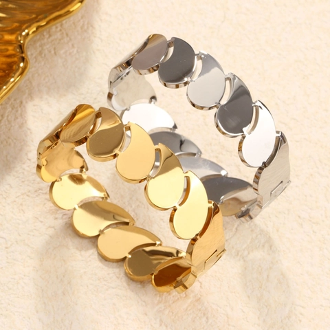 Bracciale In Acciaio Inossidabile Per Donna Placcato Oro 18K Goccia D'acqua Sovrapposta Irregolare Lucido Minimalista Gioielli Stile INS