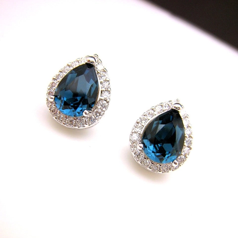 Wassertropfen Halo Ohrstecker Kupfer Zirkon Eingelegt Birnenschliff Vintage Elegant Klassischer Schmuck Für Damen