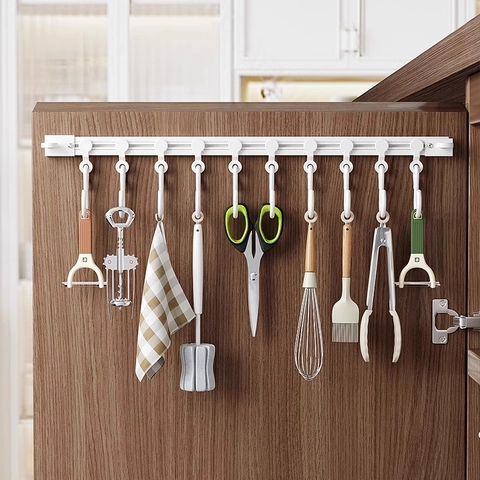 Gancio Per Binario Scorrevole Organizzazione Cucina Parete Senza Fori Anta Mobile Salvaspazio Plastica Metallo Gancio S