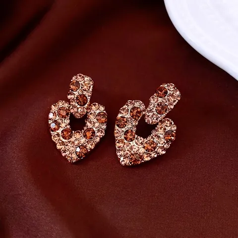 Vintage Baroque Earrings With 925 Sterling Silver Earring Post Gold Plated Copper Rhinestone Heart Rhombus Jewelry For Women