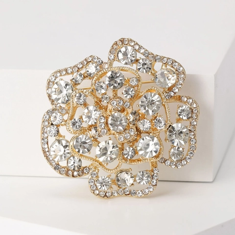 Spilla A Fiore Di Rosa Lega Strass Cristallo Elegante Spilla Da Bavero Gioielli Di Moda Vintage Accessori Per Donne