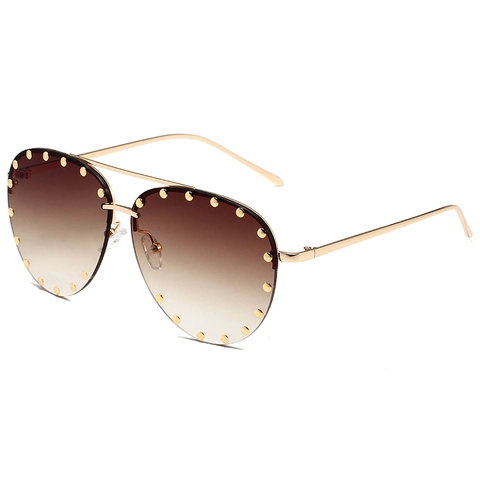 Aviator Sonnenbrille Nieten Metallrahmen UV400 Mode Brille Für Herren Damen Retro Trendy Verlaufslinsen