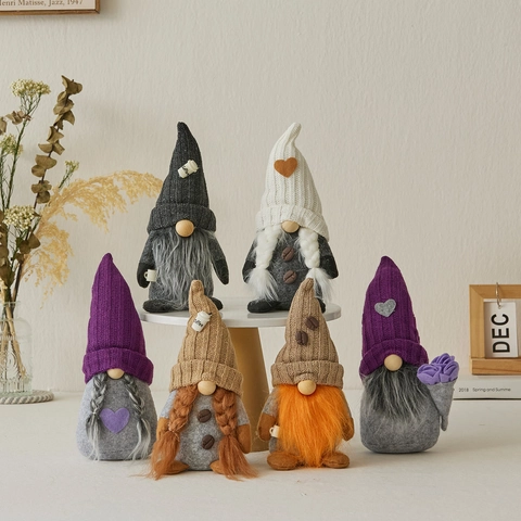 Décoration Gnome De Café En Peluche Poupée Sans Visage Tricotée Tomte Nisse Scandinave Figurine De Table Pour Maison Cuisine