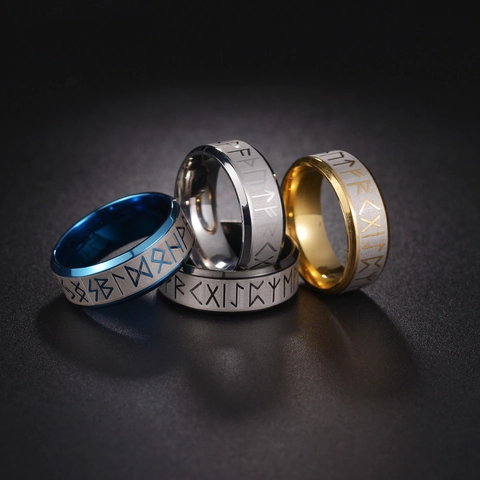 Anello Vichingo Runa In Acciaio Inossidabile Superficie Spazzolata Stile Punk Nordico Retro Gioielli Da Uomo