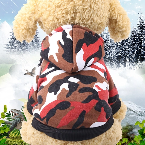 Camouflage Pet Hoodie Soft Cotton Blend Fleece Dog Sweatshirt Warm Hooded Clothes For Small Medium Dogs Cats Casual Pet Apparel