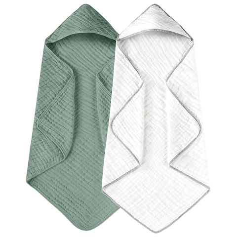 Baby Hooded Bath Towel Multi Layer Cotton Muslin Soft Absorbent Infant Cloak Swaddle Blanket Breathable Newborn Essentials