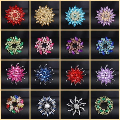 Vintage Zinc Alloy Flower Brooch Pin With Rhinestone Artificial Pearl Elegant Wreath Jewelry Gift For Women Wedding Party