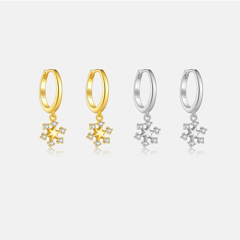 925 Sterlingsilber Schneeflocke Creolen Ohrringe Für Damen Strass Winter Hochzeit Party Schmuck Elegante Minimalistische Tropfenohrringe