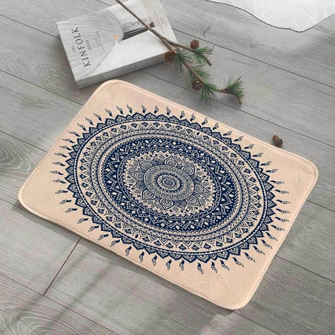 Tappetino Per Pavimento Con Stampa Mandala Poliestere Antiscivolo Assorbente Per Bagno Cucina Soggiorno Bohemien