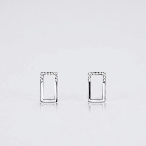 925 Sterling Silber Geometrische Rechteckige Ohrstecker Mit Funkelndem Zirkon Minimalistischer Quadratischer Schmuck Für Frauen