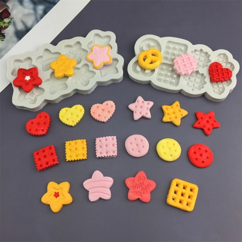 Silicone Mold Square Heart Star Round Cookie Biscuit DIY Baking Tool Cake Dessert Chocolate Crafting Soap Wax