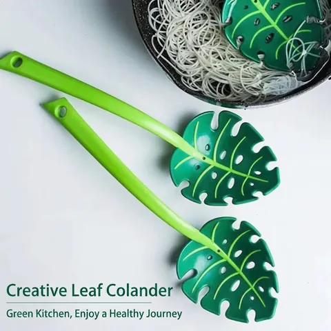 Cucchiaio Forato A Forma Di Foglia Di Monstera Colino Da Cucina In Plastica ABS Resistente Al Calore Verde