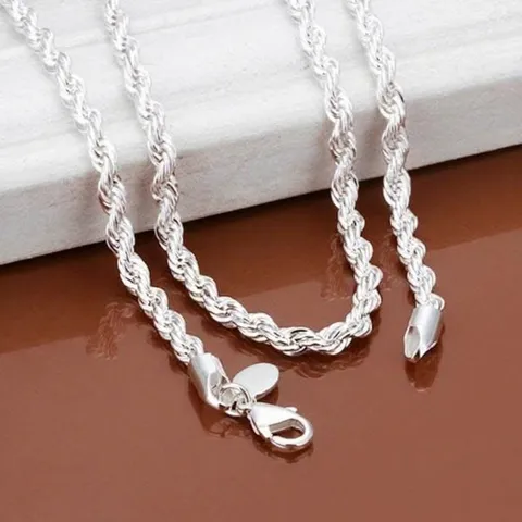 Mode Versilbert Kordelkette Halskette Und Armband Für Damen Herren Hip Hop Stil Twist Gliederkette Schmuck Zubehör