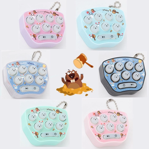 Mini Whack-A-Mole Electronic Game Keychain Plastic Handheld Fidget Toy With Sound Light Stress Relief Kids