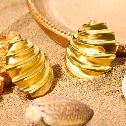 Zomer Oceaan Stijl Roestvrij Stalen Schelp Oorbellen Voor Dames Kunstparel Goud Zeester Strand Vakantie Sieraden Oorbellen