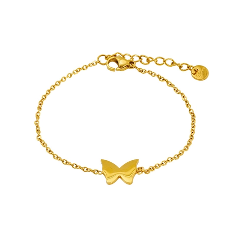 Butterfly Charm Bracelet 18K Gold Plated Stainless Steel Adjustable Extension Chain Minimalist Fashion Jewelry For Women