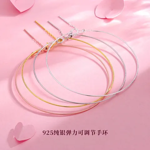 925 Sterling Silver Minimalist Adjustable Elastic Bracelet For Women Retractable Bead Commute Ins Style Fashion Jewelry