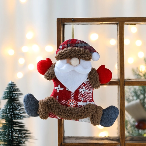 Ornamenti Appesi Natalizi Peluche Babbo Natale Pupazzo Di Neve Renna Orso Bambole Tessuto Maglia Decorazioni