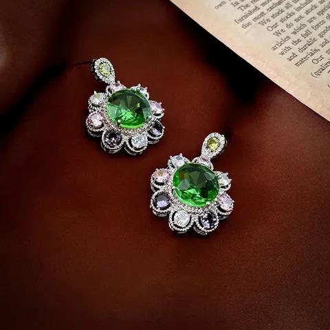 Vintage Flower Drop Earrings For Women Elegant French Colorful Zircon Jewelry With 925 Sterling Silver Earring Post