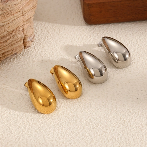 Teardrop Drop Ohrringe Edelstahl 18K Vergoldet Hochglanzpoliert Geometrisch Minimalistisch Vielseitiger Schmuck Damen