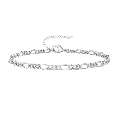 Metal Chain Bracelet Jewelry With Paperclip Cuban Bead Figaro Flat Link For Women Fashion Trendy Adjustable