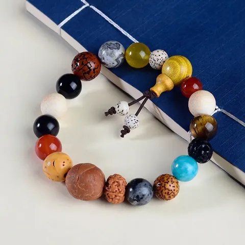 Bodhi Seed Wood Beaded Bracelet With Agate Tiger Eye Zen Meditation Retro Ethnic Style Jewelry For Men And Women