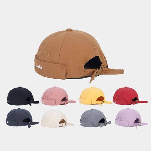Brimless Docker Cap Cotton Canvas Little Fish Embroidery Adjustable Retro Miki Hat For Men Women Casual Streetwear