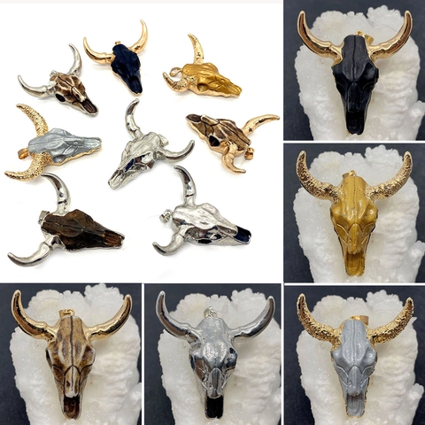 Bull Head Skull Pendants Acrylic Electroplated DIY Jewelry Accessories Western Bohemia Style Findings