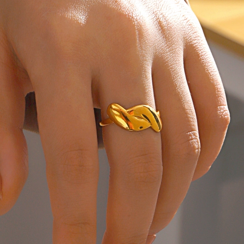Anillo Irregular Retorcido De Acero Inoxidable Ajustable Abierto Geométrico Joyería Minimalista Para Mujeres